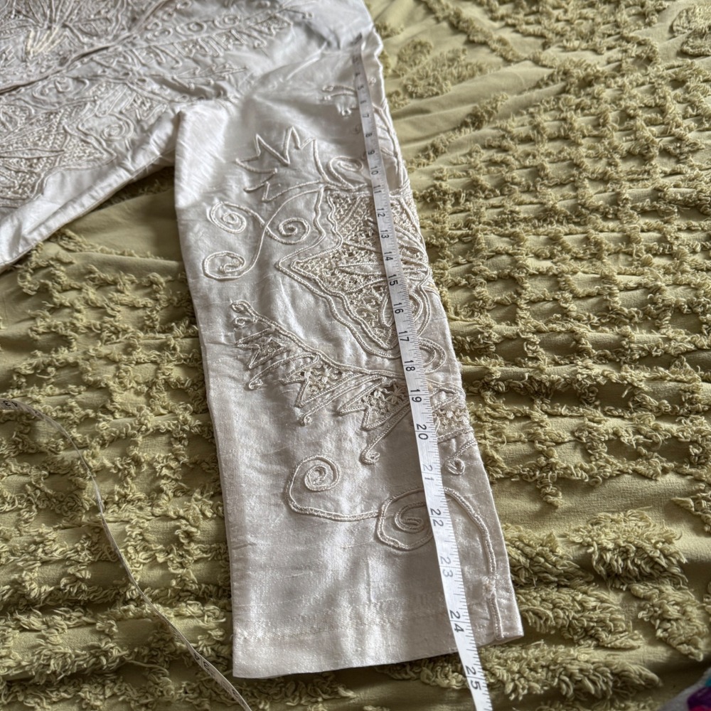 Sandy Starkman Jacket XL Cream Vintage Silk Embroidered Beaded Boho Art to Wear - Picture 8 of 16